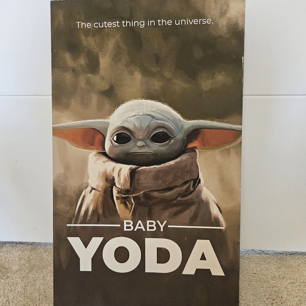 Star Wars Baby Yoda Mixed Media Art - Green and Brown